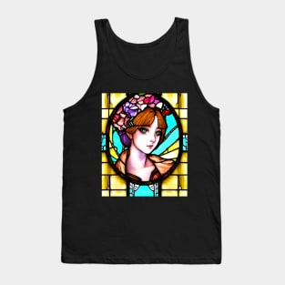 Beautiful Lady stained glass church window Tank Top